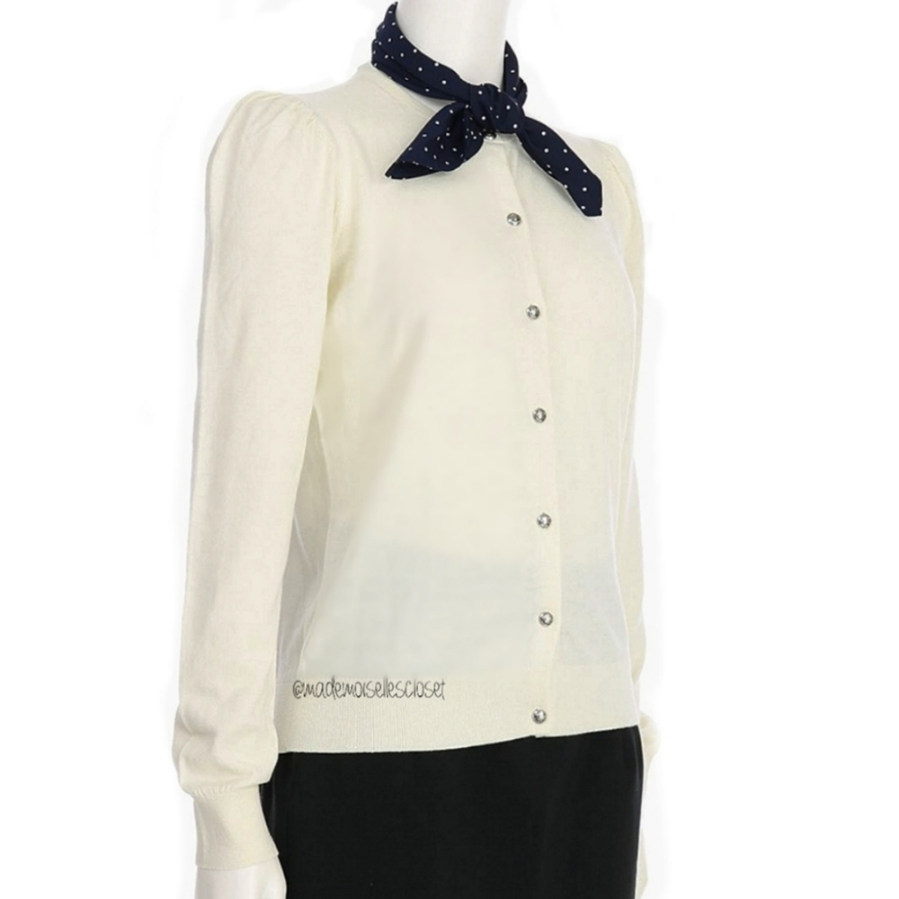 Ralph Lauren Mascarpone Cream Cardigan W/Neck Scarf - Picture 4 of 5